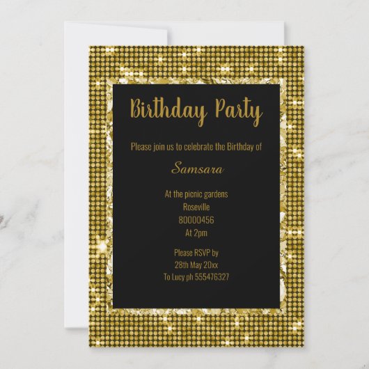 GOLD BLACK DISCO THEME ALL OCCASION BIRTHDAY BLK KAART (Voorkant)
