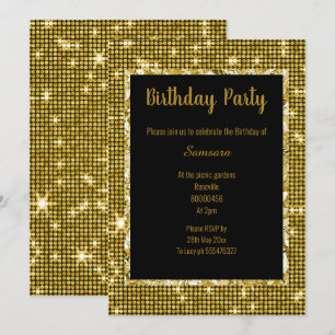 GOLD BLACK DISCO THEME ALL OCCASION BIRTHDAY BLK KAART