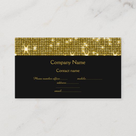 GOLD BLACK DISCO THEME SPARKLE VISITEKAARTJE (Voorkant)