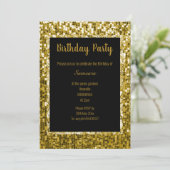 GOLD BLACK DISCO THEME SUPER SPARKLE BIRTHDAY BLK KAART (Staand voorkant)