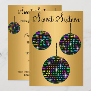 GOLD BLACK DISCOBALL SWEET SIXTEEN ARTIJ KAART