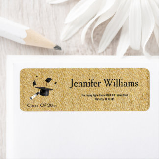  Gold Black Double Graduation Return Address Etiket