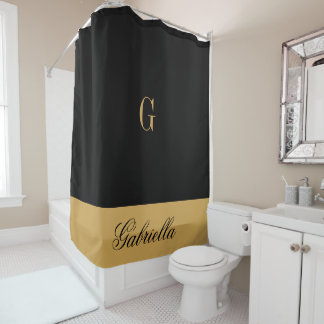 Gold Black Douchegordijn
