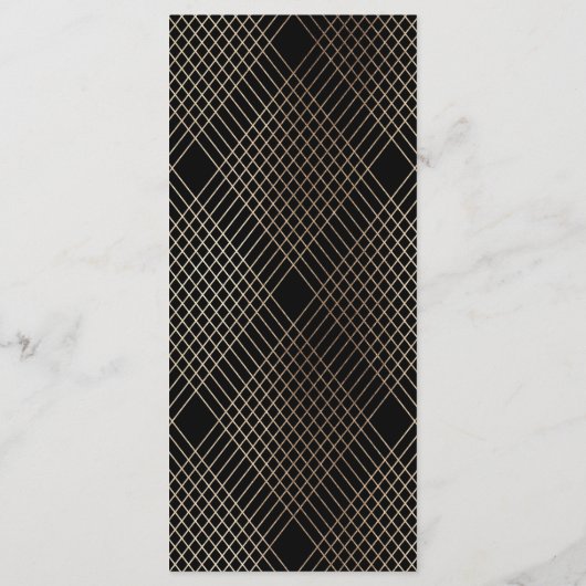 Gold Black Elegance Diamond Geo Deco Wedding Menu (Achterkant)