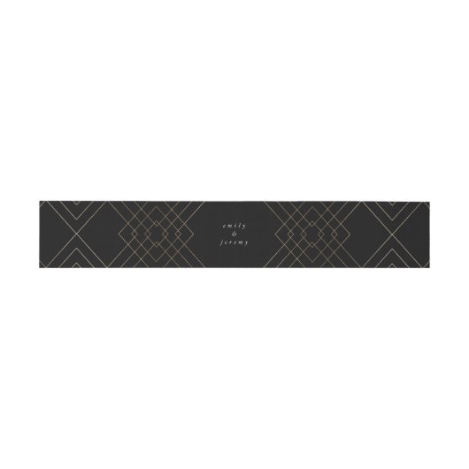 Gold Black Elegance Diamond Geo Deco Wedding Uitnodigingen Wikkel (Vlak)