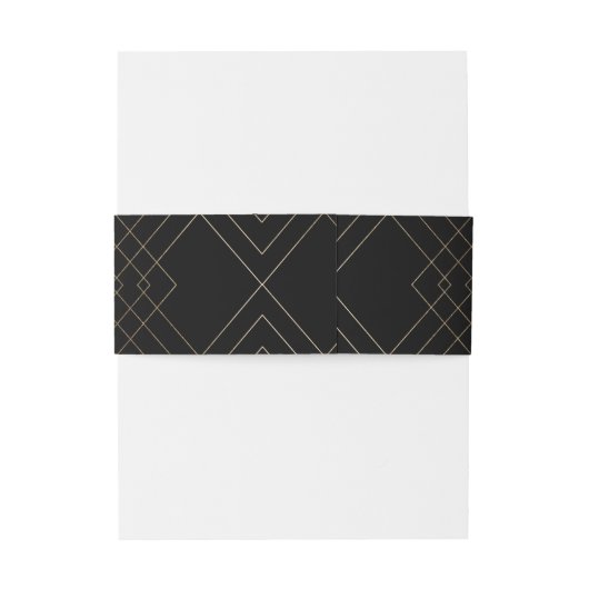 Gold Black Elegance Diamond Geo Deco Wedding Uitnodigingen Wikkel (Achterkant Voorbeeld)
