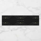 Gold Black Elegance Diamond Geo Deco Wedding Waterfles Etiket (Enkel label)