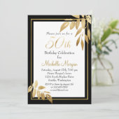 Gold Black Elegant 50e verjaardag Kaart (Staand voorkant)