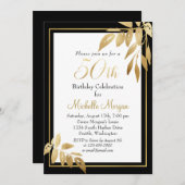 Gold Black Elegant 50e verjaardag Kaart (Voorkant / Achterkant)