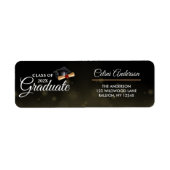 Gold & Black Elegant Afstuderen Retouradres Etiket (Voorkant)
