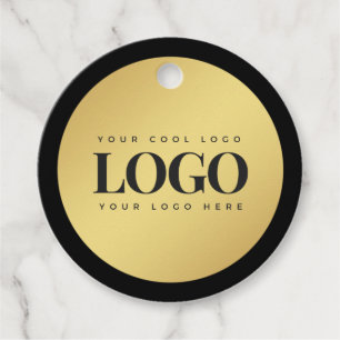 Gold & Black Elegant Business Company Custom Logo Bedankjes Labels