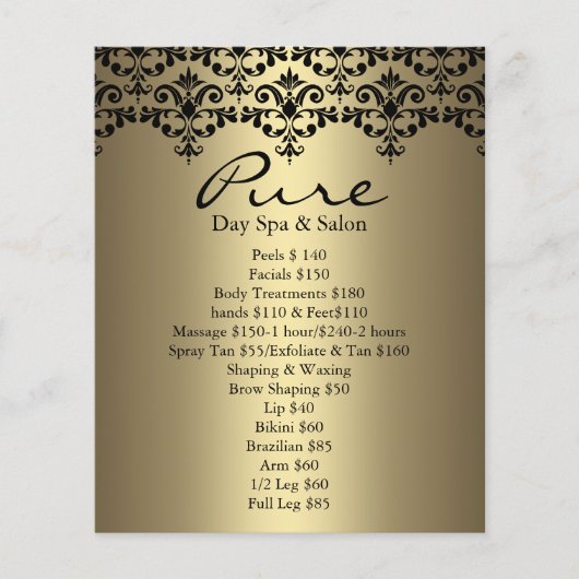 Gold & Black Elegant Damask Flyer (Voorkant)