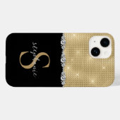 Gold Black Elegant Diamonds Monogram Luxe Case-Mate iPhone Case (Achterkant (horizontaal))