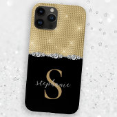 Gold Black Elegant Diamonds Monogram Luxe Case-Mate iPhone Case