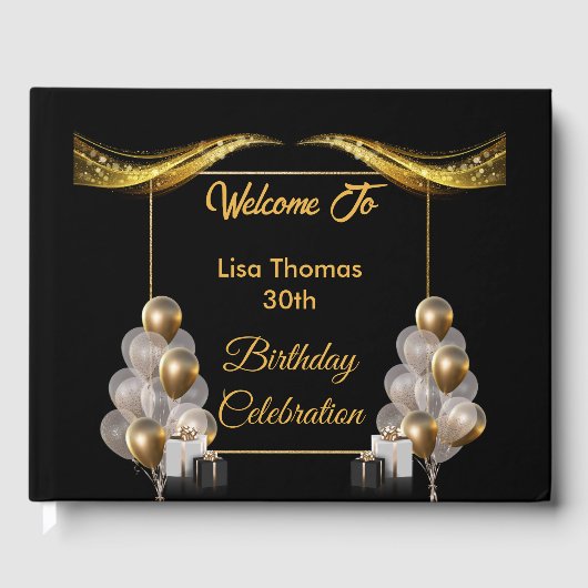 Gold Black Elegant Gastenboek (Voorkant)