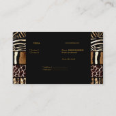 Gold Black Elegant Gemengde Zebra Luipaard Tijger Visitekaartje (Achterkant)
