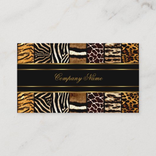 Gold Black Elegant Gemengde Zebra Luipaard Tijger Visitekaartje (Voorkant)