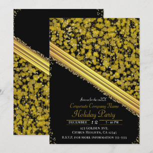 Gold & Black Elegant Glam Company Holiday Party Kaart