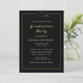 Gold Black Elegant Graduance Party Invitation (Staand voorkant)