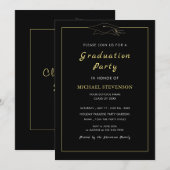 Gold Black Elegant Graduance Party Invitation (Voorkant / Achterkant)