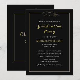 Gold Black Elegant Graduance Party Invitation