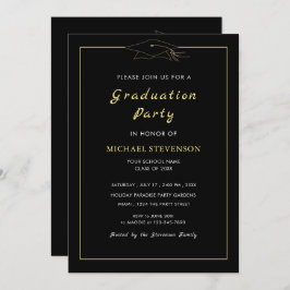 Gold Black Elegant Graduance Party Invitation