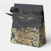 Gold Black elegant  lace bruiloft Bedankdoosjes (Voorkant Zijde)