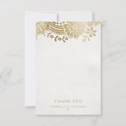 Gold Black elegant  lace bruiloft bedankt (Voorkant)