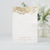 Gold Black elegant  lace bruiloft bedankt (Staand voorkant)