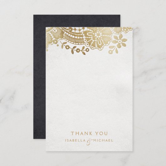 Gold Black elegant  lace bruiloft bedankt (Voorkant / Achterkant)