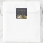 Gold Black elegant lace bruiloft Vierkante Sticker (Tas)