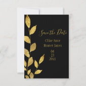 Gold Black Elegant Leaf Modern Chic Save The Date (Voorkant)