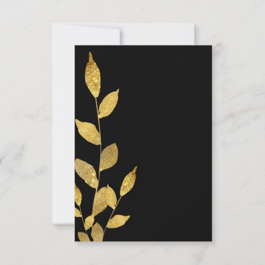 Gold Black Elegant Leaf Modern Chic Save The Date (Achterkant)