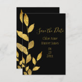 Gold Black Elegant Leaf Modern Chic Save The Date (Voorkant / Achterkant)