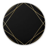 Gold & Black Elegant Modern Geometric Glam Deco Keramische Knop (Voorkant)