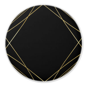 Gold & Black Elegant Modern Geometric Glam Deco Keramische Knop
