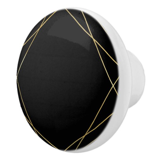 Gold & Black Elegant Modern Geometric Glam Deco Keramische Knop (Rechts)