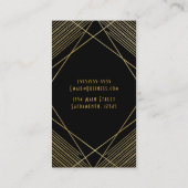 Gold & Black Elegant Modern Geometric Glam Deco Visitekaartje (Achterkant)