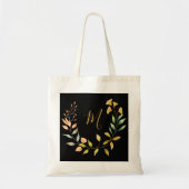 Gold Black Elegant Monogram Tote Bag (Voorkant)