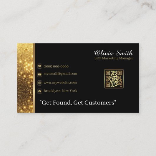 Gold Black Elegant QR Code Visitekaartje 19 (Voorkant)
