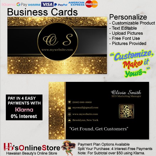 Gold Black Elegant QR Code Visitekaartje 19