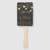 Gold Black Elegant Script Pensioenbord Handwaaier (Voorkant)
