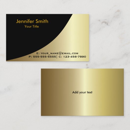 Gold Black Elegant Sjabloon Visitekaartje (Voorkant / Achterkant)