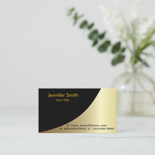 Gold Black Elegant Sjabloon Visitekaartje (Staand voorkant)