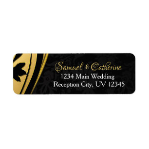 Gold Black Elegant Wedding Jubileum Address Etiket