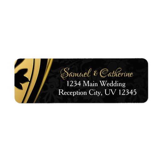 Gold Black Elegant Wedding Jubileum Address Etiket (Voorkant)