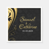 Gold Black Elegant Wedding Jubileum personaliseren Servet (Voorkant)