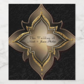 Gold Black en Glam Exotic Flower Party-etiketten v Wijn Etiket (Enkel label)