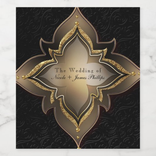 Gold Black en Glam Exotic Flower Party-etiketten v Wijn Etiket (Enkel label)