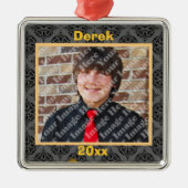 Gold Black en Grey Damask Keepomwille Ornament (Voorkant)